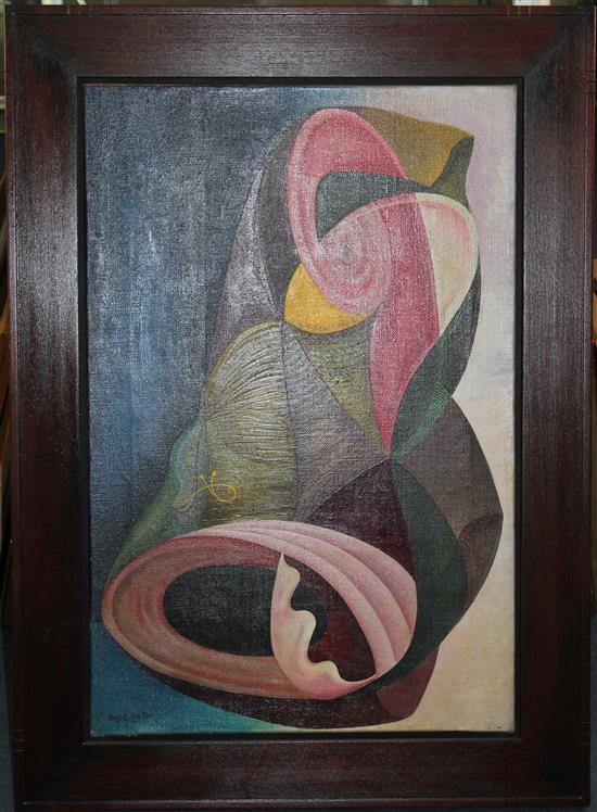 § Inez Estelle Hoyton (1903-1983) Surrealist Composition c.1940, 30 x 20in.